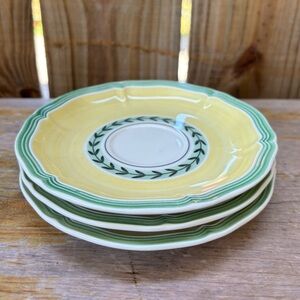 Set of 3 New Villeroy Boch French Garden Fleurence Porcelain Tea Saucers 5 3/4”
